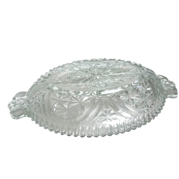 Vintage APEG Clear Pressed Glass Divided Relish Dish With Handles 10" GrannyCore - Picture 3 of 12